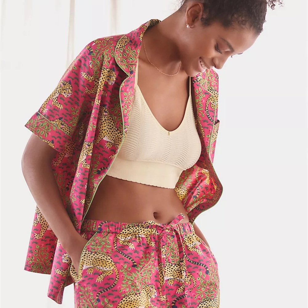 Printfresh Hot Pink Leopard & Botanical Pajama Top